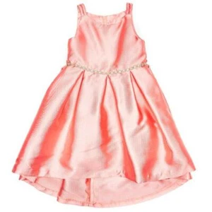 RARE EDITIONS Little Girl 6X Coral Pink Jeweled Waist Hi Low Dress NWT - Picture 1 of 1