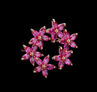 Pendientes de plata de ley 925 2x3 mm con racimo de rubíes de 3/4"" chapados en oro rosa Foto 1 de 2