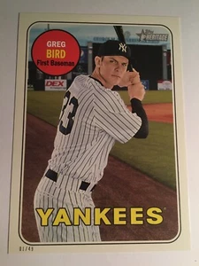 2018 Topps Heritage 5x7 Jumbo Greg Bird Yankees 367 02/49 - Picture 1 of 1