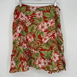 Jones New York Signature Floral Tropical 100 % Seide Stufen Midirock Gr 14 - Bild 1 von 7