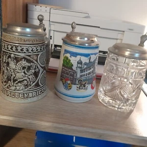 Konvolut verschiedener Bierkrüge - Bierkrug mit Zinndeckel - Bild 1 von 6