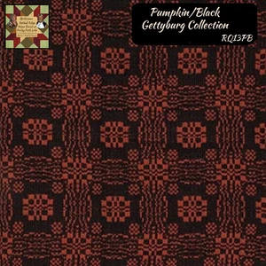 Pumpkin &amp; Black Gettysburg Table Top Collection &amp; Throw - Picture 1 of 9