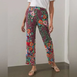🆕 Chico’s Women's Folk Art Wide Leg Pants, Purple Floral Print NEW SZ 2/12 - Picture 1 of 6