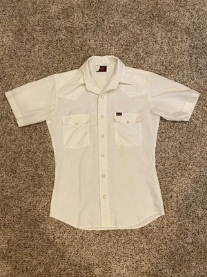 Vintage Wrangler White Yellow Short Sleeve Pearl Snap Western Shirt - Men's S - Image 1 of 4