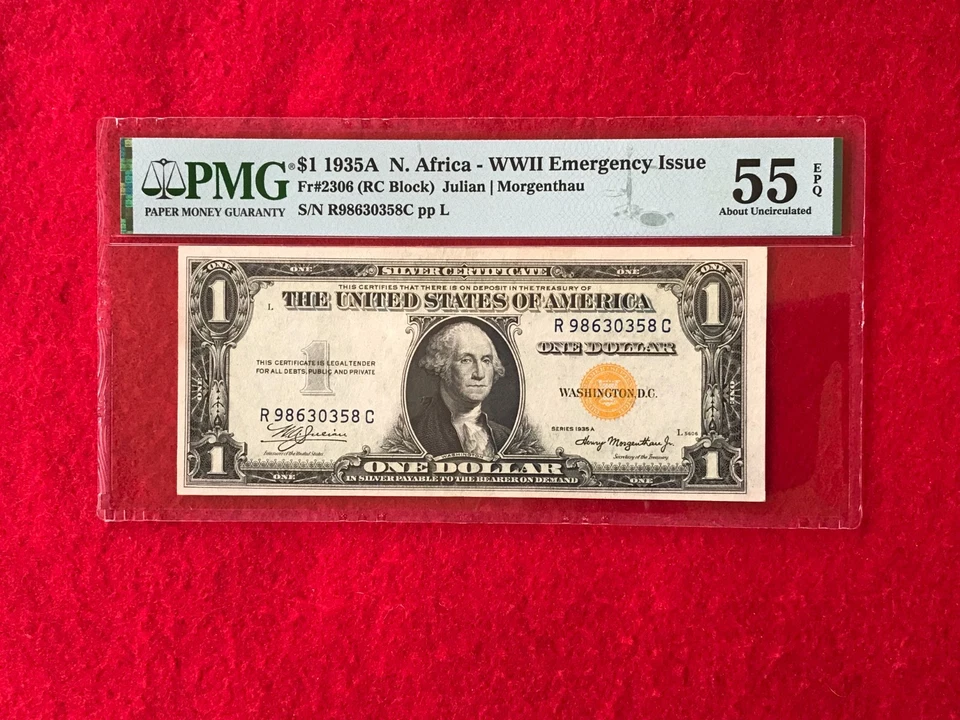 FR-2306 1935 A North Africa WWII $1 Silver Certificate *PMG 55 EPQ About Unc* - Image 1 of 2