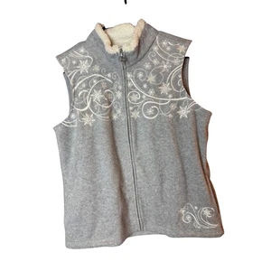 Croft & Barrow Womens Gray Snowflake Fleece Lined Vest Size Medium - Picture 1 of 4