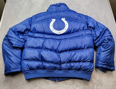 Abrigo acolchado de plumón Reebok vintage de los Indianapolis Colts para hombre azul medio NFL en el campo Foto 1 de 4