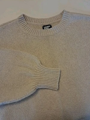 Land's End Knit Sweater Womens 2X (20-22) Cream Off Shoulder Boxy Cotton Blend  - Image 1 of 4