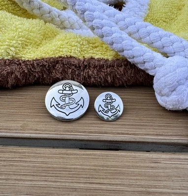 10 Stück flach silber glänzend mit Anker Metallknöpfe 15mm oder 23mm - Bild 1 von 4