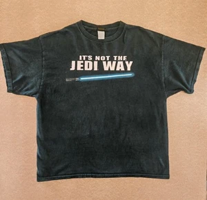 Vintage Y2K Star Wars Jedi Way TShirt Lucasfilm Blue Light Saber Black 2XL  - Picture 1 of 4