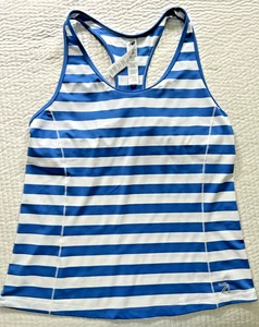 New Balance Racerback Athletic Top, Ocean Blue and White Stripe, Size XL - Picture 1 of 4