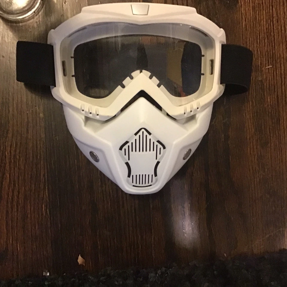 Mascarilla facial completa Airsoft blanca con correa ajustable protección táctica paintball Foto 1 de 1