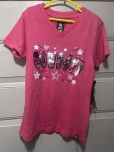 Girls Youth Dallas Cowboys New Era Pink Flip Sequins V-Neck T-Shirt - Picture 1 of 4