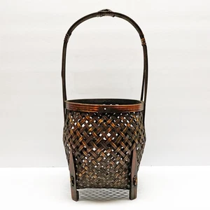 Cesta de flores de bambú vintage japonesa Hanakago Ikebana con asa - Imagen 1 de 5