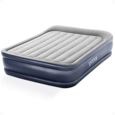 Intex Dura Beam Deluxe Pillow Mattress Air Bed with Built In Pump, Queen