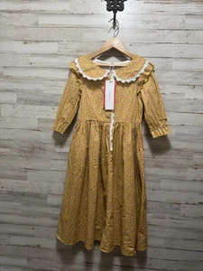 RELIBEAUTY YELLOW WITH PINK FLOWERS PRAIRIE DRESS SIZE 120 (7-8) - Picture 1 of 16