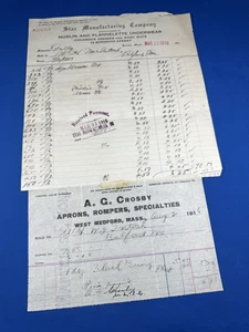 1916 Receipts STAR Mfg Muslin & Flannelette UNDERWEAR and A.G. Crosby - Aprons - Picture 1 of 10