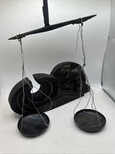 Karen Hill Tribe Opium Trade Scales Teak Bronze Dotchin Poppy Flower Wood Art - Picture 1 of 8