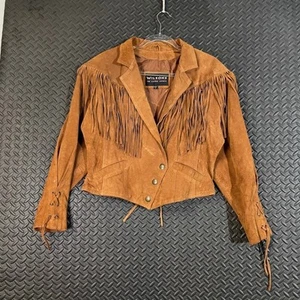 Vintage Wilsons Brown Western Leather Suede Jacket Fringe Cowboy Women's Size L - Picture 1 of 7