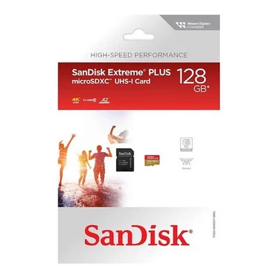 SanDisk Extreme PLUS microSDXC UHS-I card 128GB SDSQXBD-128G-AJLMA - Image 1 of 4