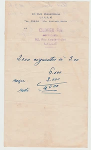 WWII, FRANCIA, UNA RICEVUTA PER SIGARETTE, UN OTTICO LILLE - Foto 1 di 2