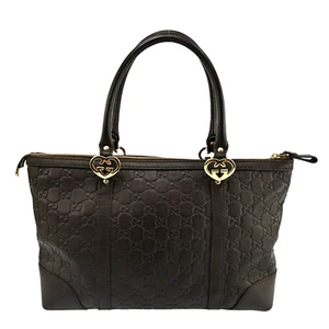 Auth GUCCI Tote Bag Lovely Heart Zip 257069 GG Leather Brown P3579AR610 - Picture 1 of 23