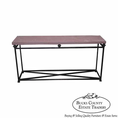 Quality Iron Base Console Table w/ Slate Top Cover