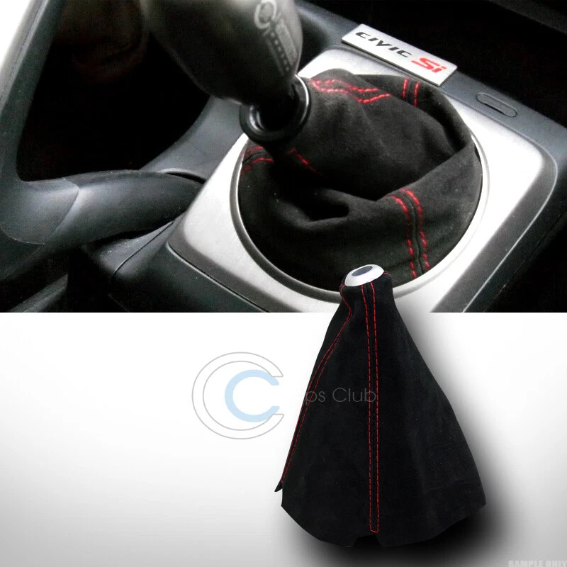 Universal JDM Style Blk Suede Red Stitch Shifter Shift Gear Boot Cover MT/AT C20 Foto 1 de 2