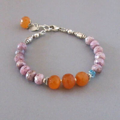 djs Sundance Pink Sapphire Carnelian Sterling Silver Bracelet Boho Lk Catalog - Image 1 of 4