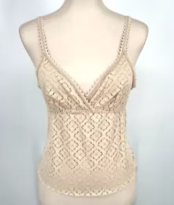 Donna Karan Intimates women's M Nude Camisole top crochet lace babydoll tank top - Picture 1 of 8