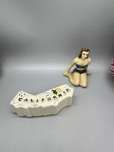 Vintage Parkcraft State California Salt Pepper Shakers Bathing Beauty 1950s Rare - Picture 1 of 5