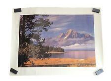 Mount Moran Grand Teton National Park Wyoming Vintage Paper Color Print 24”x18”