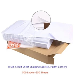 500 Half Sheet Shipping Labels 8.5x5.5 Self Adhesive For Laser Inkjet - Picture 1 of 3