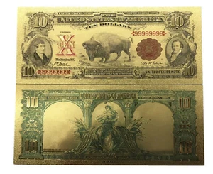 1901 $10 Bison Buffalo gold foil note.. novelty - Picture 1 of 1