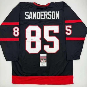 Autographed/Signed Jake Sanderson Ottawa Black Hockey Jersey JSA COA - Picture 1 of 4