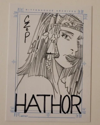JOHN CZOP 2002 STARGATE SG-1 Hathor SKETCHAFEX SKETCH Hand Drawn CHASE CARD Art - Image 1 of 4