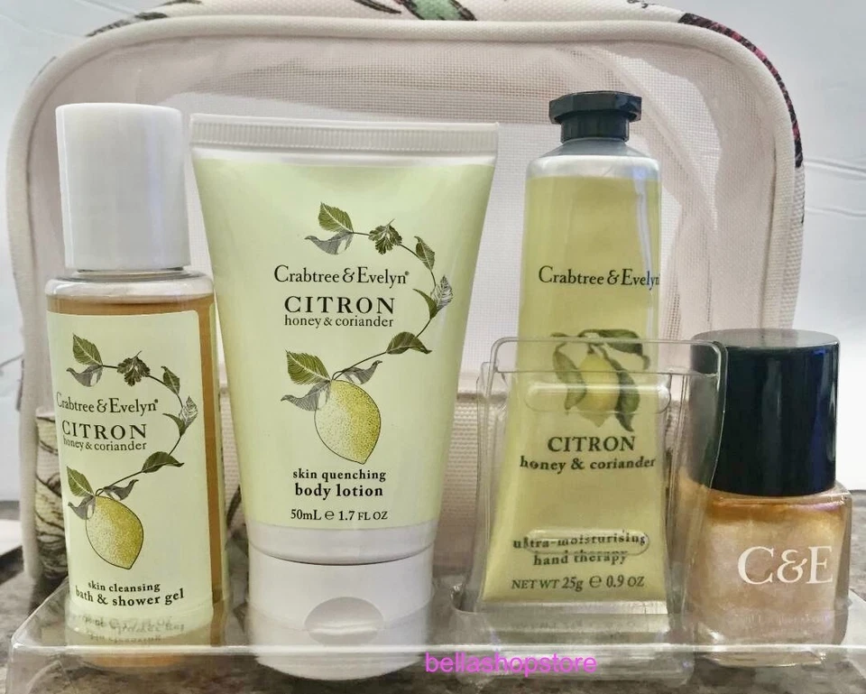 罕见 Crabtree and Evelyn Citron 蜂蜜香菜礼品套装 5 件套乳液霜 — 第 1/2 张图片