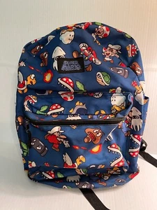 Nintendo Super Mario Bros. vs Enemies Blue Backpack School Bag 16" - Picture 1 of 7
