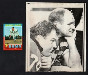 1967 Press Photo, Merlin Olsen & Maxie Baughn, Los Angeles Rams BONUS FREE CARD - Picture 1 of 2