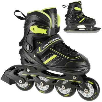 NILS EXTREME Inliner Kinder Erwachsene Inlineskates 2in1 Rollschuhe Schlittschuhe Verstellbar