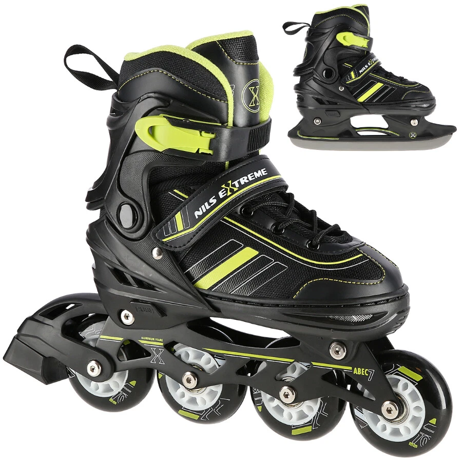 NILS EXTREME Inliner Kinder Erwachsene Inlineskates 2in1 Rollschuhe Schlittschuhe Verstellbar