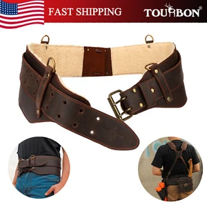 TOURBON Logging Belt Leather Heavy Duty Tools Carrier Soft Padded Forestry Gift - Picture 1 of 24