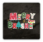 Christmas Xmas 2 Pack Drinks Coasters Merry & Bright Festive Gift - 9cm x 9cm