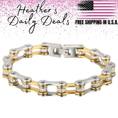 Pulsera Acero Inoxidable Bicicleta Cadena Motocicleta Motociclista Tobillo Hombre Cristal Foto 1 de 4