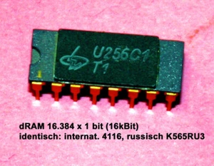 U256C U256C1 U256 16 x 1Bit dRam = int 4116 UdssR K565RU3 Dip-16 DDR RAM Goldpin - Bild 1 von 1