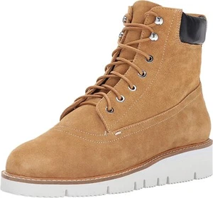 Shellys London Erin Tan Suede Lace Up Platform Wedge Combat Construction Boots - Picture 1 of 2