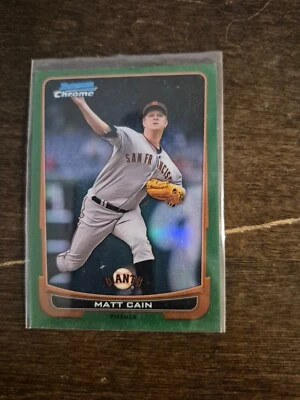 2012 Bowman Chrome Matt Cain San Francisco Giants Green Refractor - Image 1 of 2