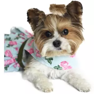 Doggie Design Pink Rose Harness Dress Matching Leash XS-S-M-L-XL - Picture 1 of 5