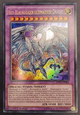 Neo Blauäugiger Ultimativer Drache 1 Auflage Neu Secret Rare Yugioh Deutsch MVP1 - Bild 1 von 2