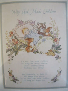 kit Simplicity 05605 WHY GOD MADE BABIES  cross stitch embroidery 13x16" NEW - Picture 1 of 3